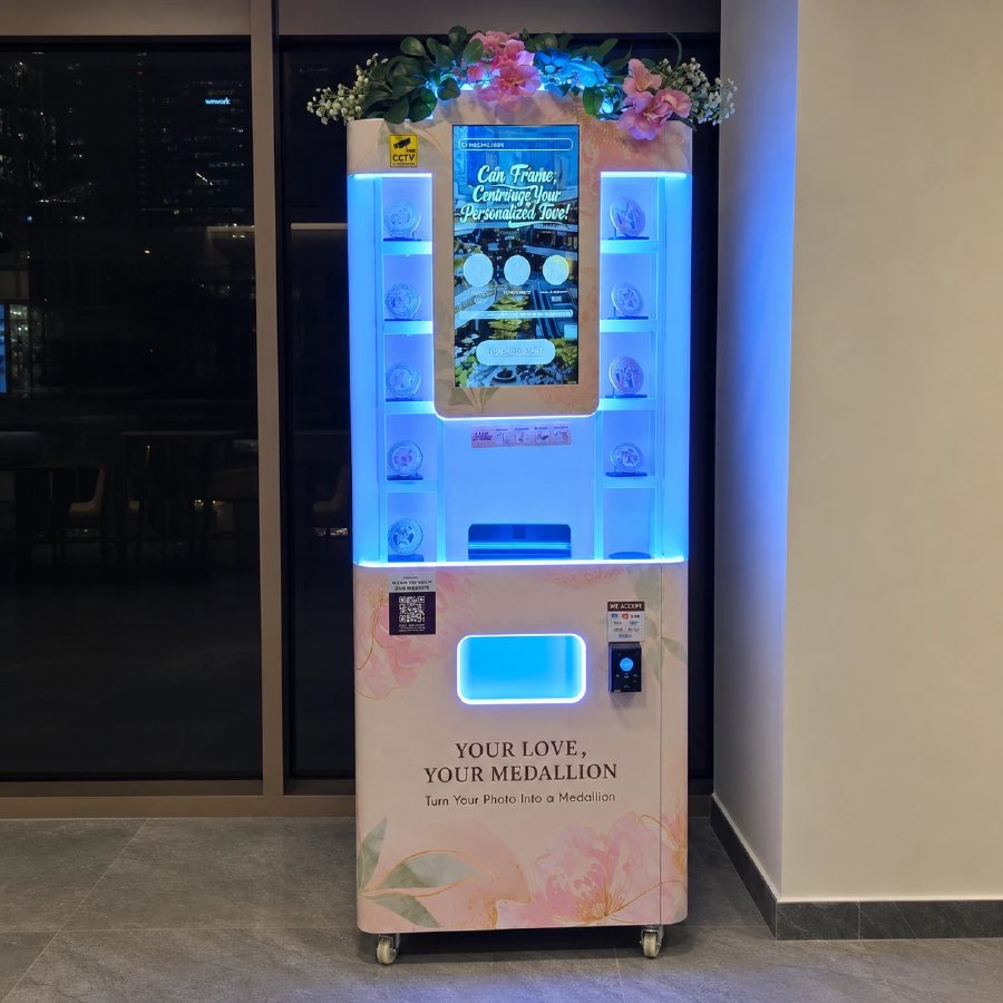 Front view of the DIY Medallion self-service machine at Esplanade Mall